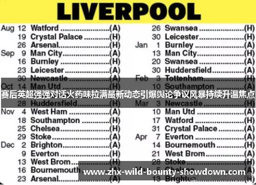 赛后英超强强对话火药味拉满最新动态引爆舆论争议风暴持续升温焦点 赛后英超强强对话火药味拉满最新动态引爆舆论争议风暴持续升温焦点